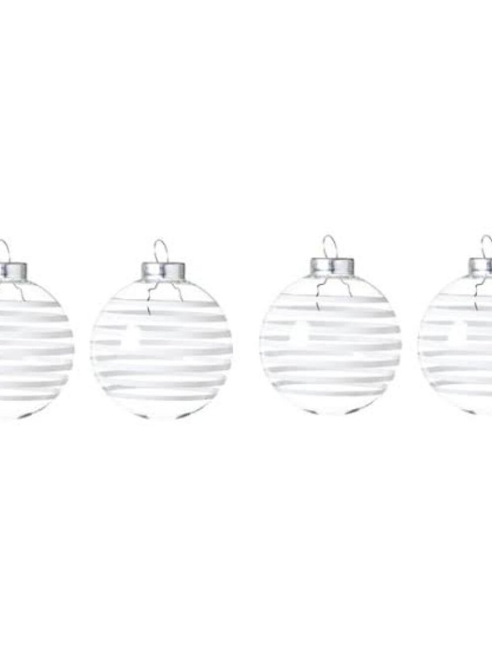 4 Pack VINTERFINT Tree Ornament Bauble Clear Glass White 2¼"